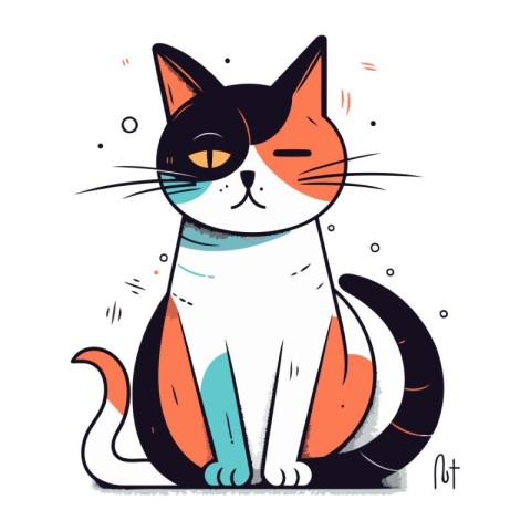 Cute cartoon cat. Vector illustration isolated on a white backgr