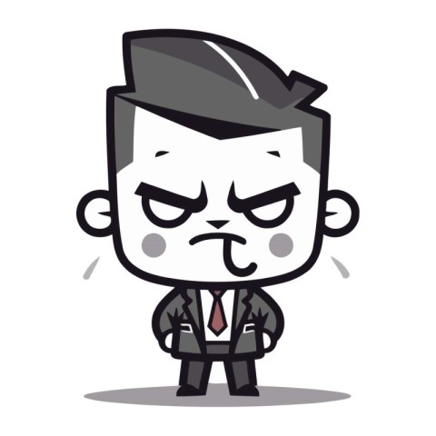 Angry Boss   Cartoon Businessman Vector Illustration