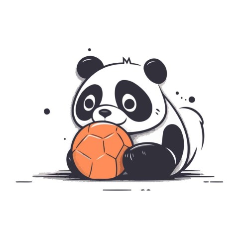 Cute panda playing with a soccer ball. Vector illustration.