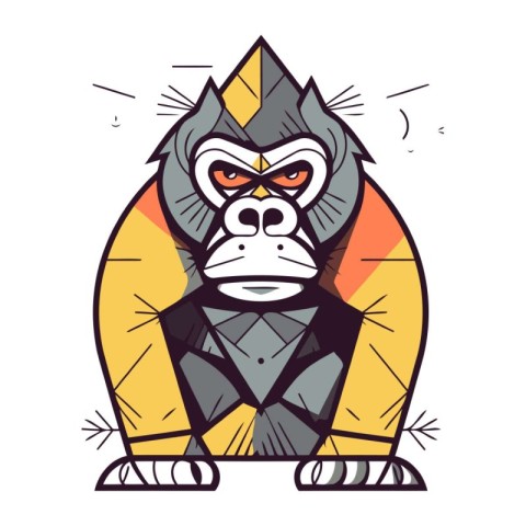 Gorilla in a suit with a crown. Vector illustration.