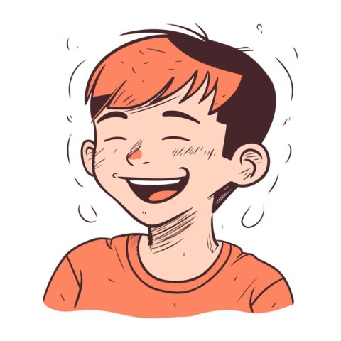 Vector illustration of a smiling boy with red hair in a orange t