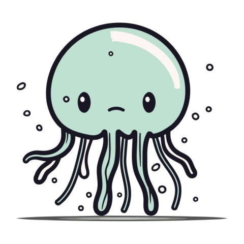 Illustration of a cute cartoon jellyfish on a white background.