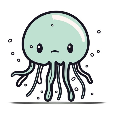 Illustration of a cute cartoon jellyfish on a white background.