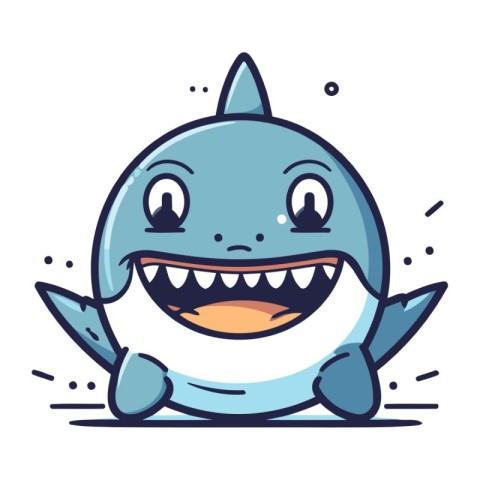 Cute cartoon shark. Vector illustration. Isolated on white backg