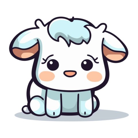 Cute cartoon sheep character. Vector illustration isolated on wh