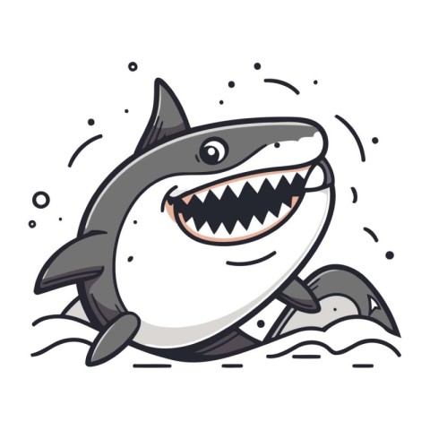 Shark cartoon. Vector illustration of a funny shark. Isolated on