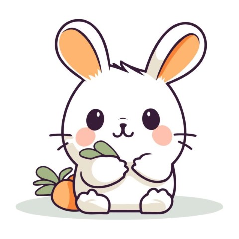 Rabbit with carrot. Vector illustration of a cute cartoon charac