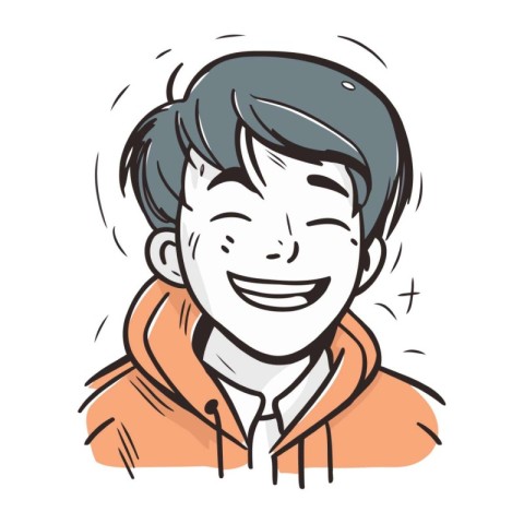 Vector illustration of a happy smiling man in a hooded jacket.