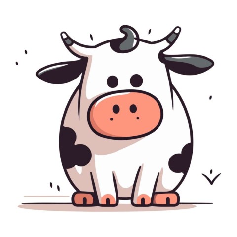 Cute cartoon cow. Vector illustration in a flat style. Farm anim