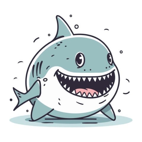 Shark vector illustration. Cute cartoon shark with big teeth.