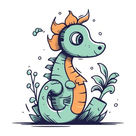 Cute cartoon seahorse. Vector illustration for your design.