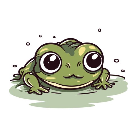 Cute cartoon frog. Vector illustration isolated on a white backg