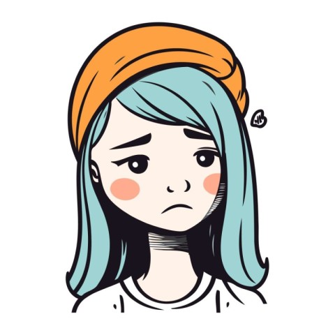 Illustration of a girl with a sad expression on her face.