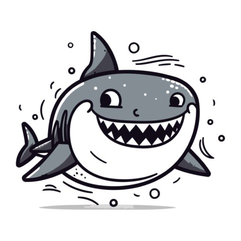 Cute shark cartoon character vector illustration. Cute shark mas