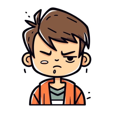 Sad boy cartoon character. Vector illustration in doodle style.