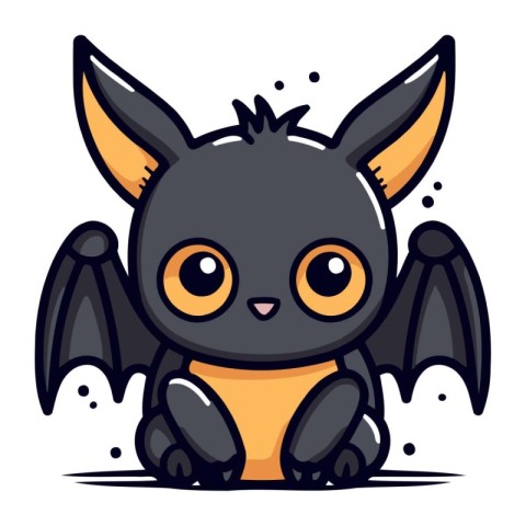 Cute cartoon bat. Vector illustration isolated on a white backgr