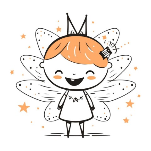 Cute cartoon fairy. Vector illustration. Isolated on white backg