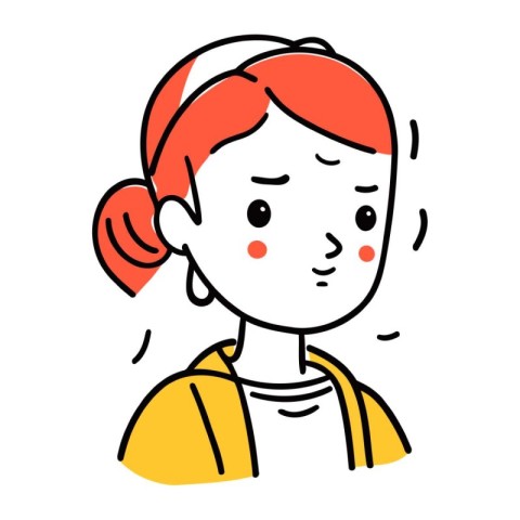 Illustration of a red haired girl in a yellow jacket.