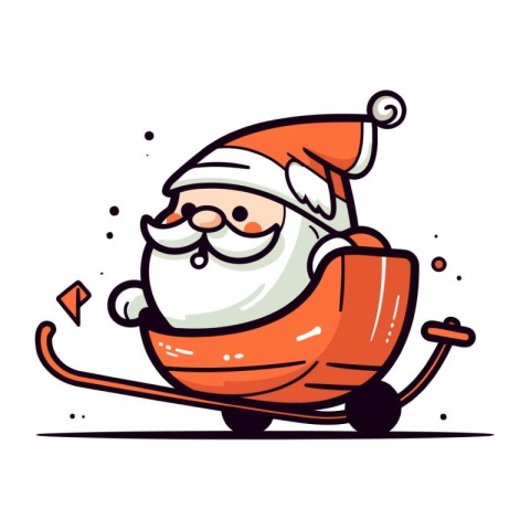 Cartoon Santa Claus riding on a snowboard. Vector illustration.