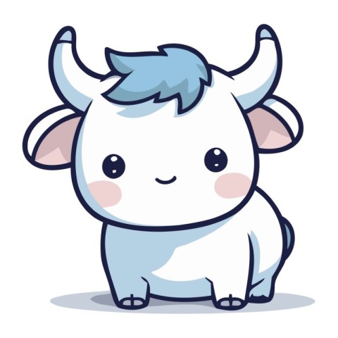 Cute little bull cartoon character. Vector illustration of a cut