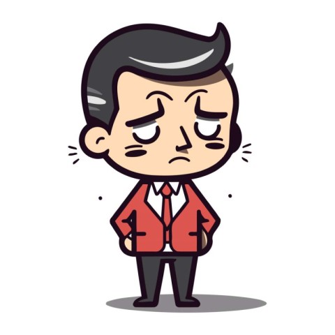 Sad Face   Cartoon Businessman Vector Illustration