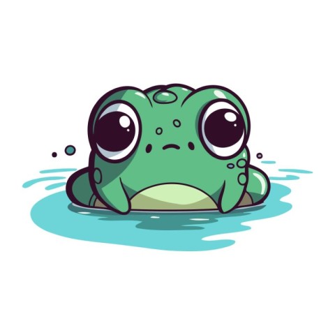 Cute cartoon frog. Vector illustration isolated on a white backg