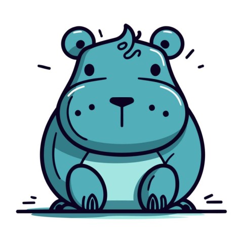 Cute hippopotamus. Vector illustration. Cartoon animal character