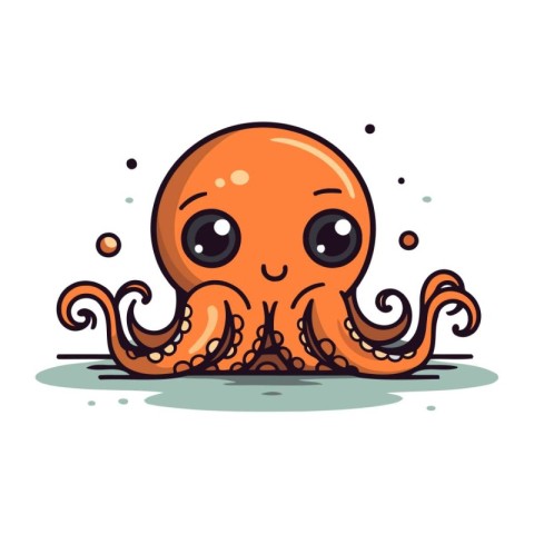 Cute cartoon octopus. Vector illustration isolated on white back