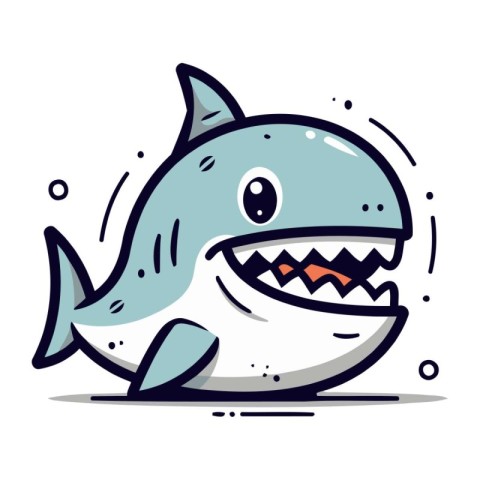 Shark vector illustration. Cute cartoon shark icon. Funny animal