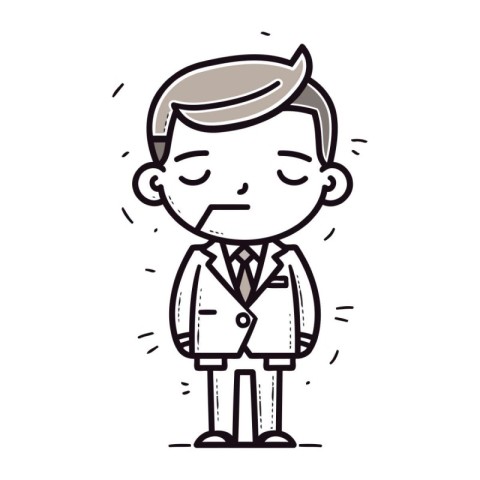 Thinking businessman cartoon doodle vector icon. Drawing sketch