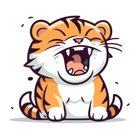 Cartoon tiger isolated on white background. Cute vector illustra