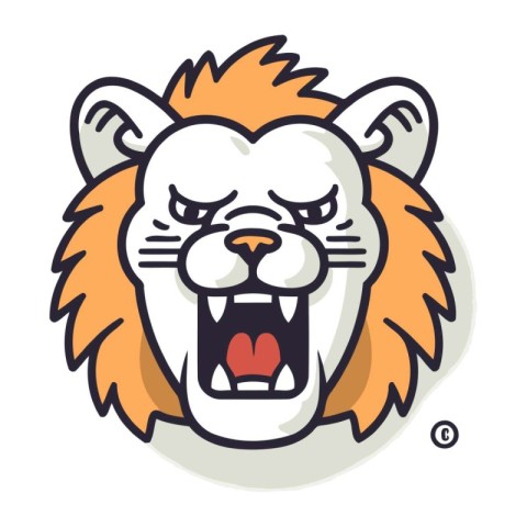 Angry lion head mascot. Vector illustration of angry lion head m