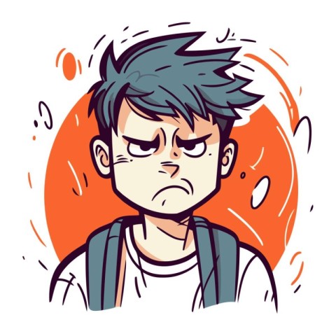 Angry boy. Vector illustration in cartoon style. Isolated on whi