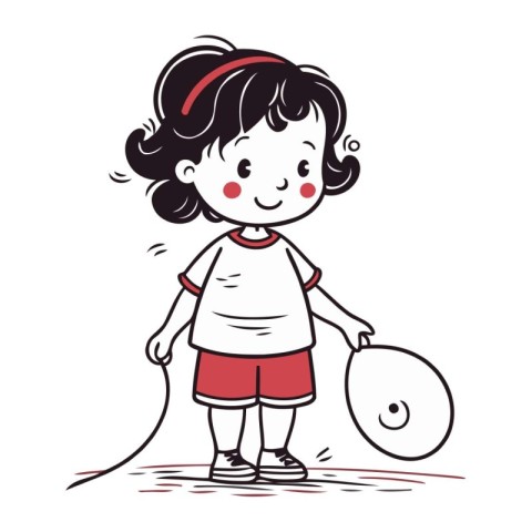 Illustration of a Little Girl Playing with a Jumping Rope