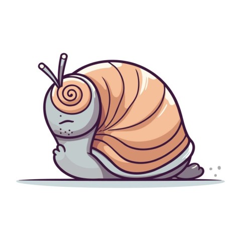 Cute cartoon snail isolated on a white background. Vector illust