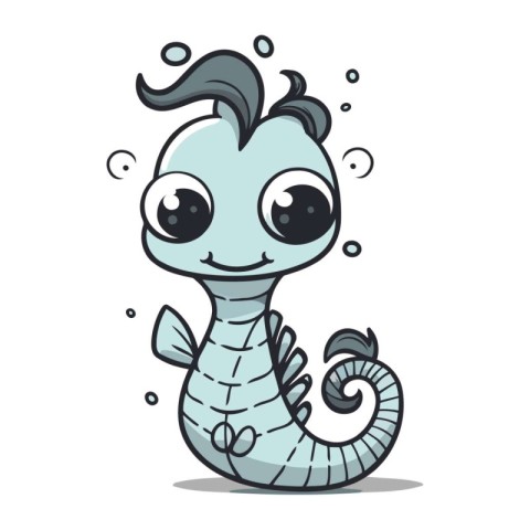 Cute cartoon seahorse. Vector illustration isolated on white bac