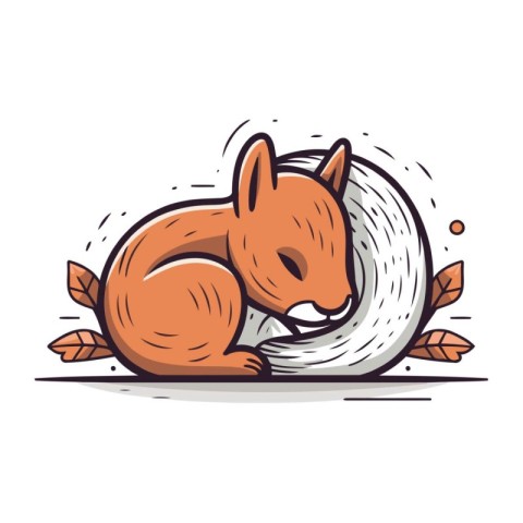 Squirrel cartoon icon. Vector illustration of a squirrel on a wh