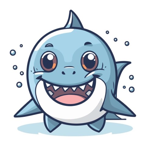 Cute shark cartoon character. Vector illustration of a shark mas