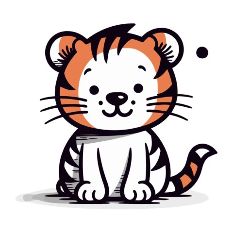 Cute cartoon tiger. Vector illustration isolated on a white back