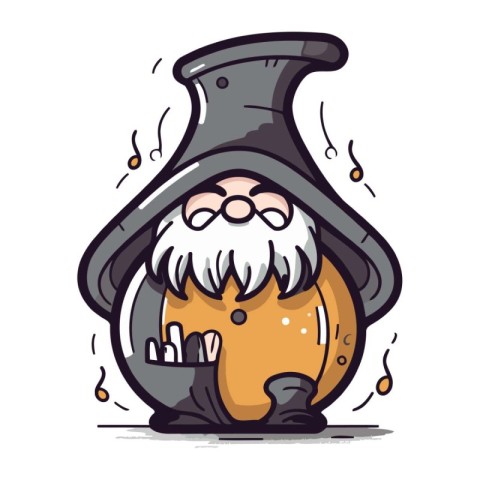 Cartoon wizard. Vector illustration of a wizard with a magic wan