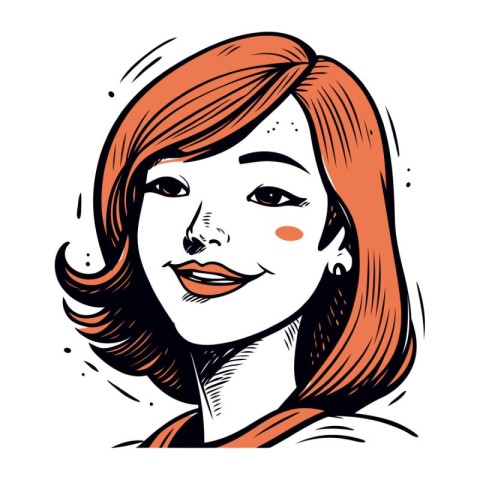 Portrait of a beautiful woman with red hair. Vector illustration