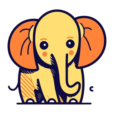 Cute cartoon elephant. Vector illustration isolated on a white b