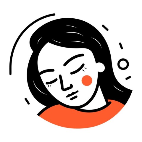 Illustration of a young woman with closed eyes. Vector illustrat