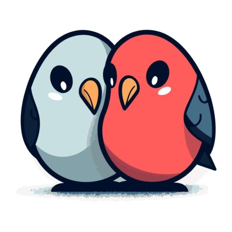 Cute couple of birds on a white background. Vector illustration.