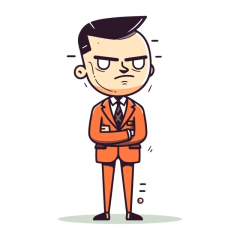 Upset businessman cartoon character. Vector illustration in flat