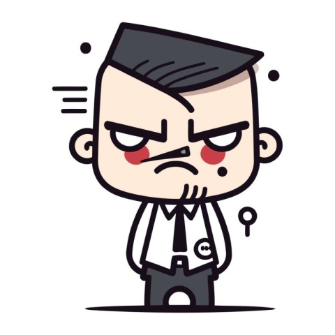 Angry Boss   Cartoon Vector Illustration of Businessman Vector C