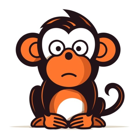 Cute cartoon monkey. Vector illustration isolated on a white bac