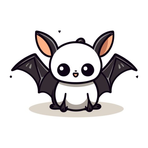 Cute cartoon bat. Vector illustration isolated on a white backgr