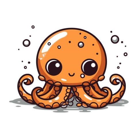 Cute cartoon octopus. Vector illustration isolated on white back