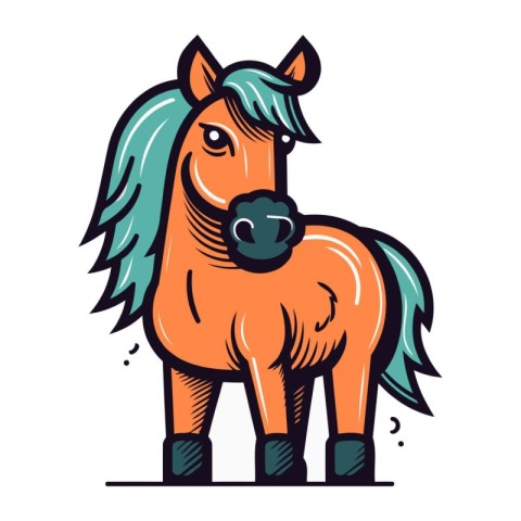 Vector illustration of a horse in cartoon style isolated on whit